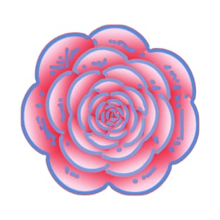 Rose Line Art In Mauve And Blue T-Shirt