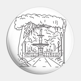 Forsyth Park in the District of Savannah Georgia USA Mono Line Art Pin