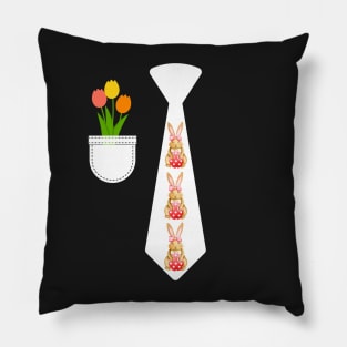 Easter rabbit necktie Easter Tulips in Shirt pocket cute mini easter bunny Pillow