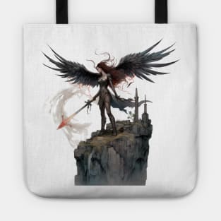 Wings of Destiny: Majestic Dark Angel of Fire Tote