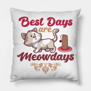 Best Days Are Meowdays Cute Funny Cat Lover Design Pillow