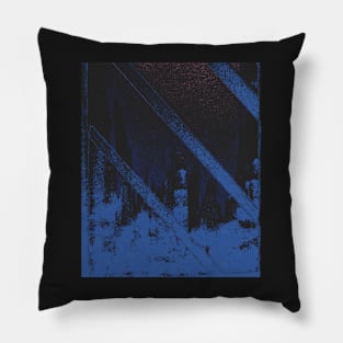 Night Blue Cityscape through Window Pillow