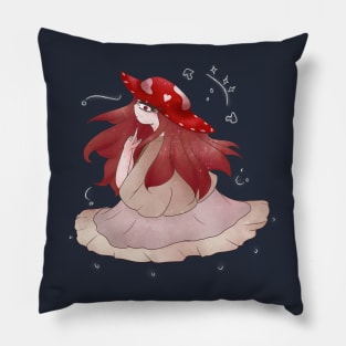 Whimsigoth Cottagecore Red Mushroom Girl Pillow