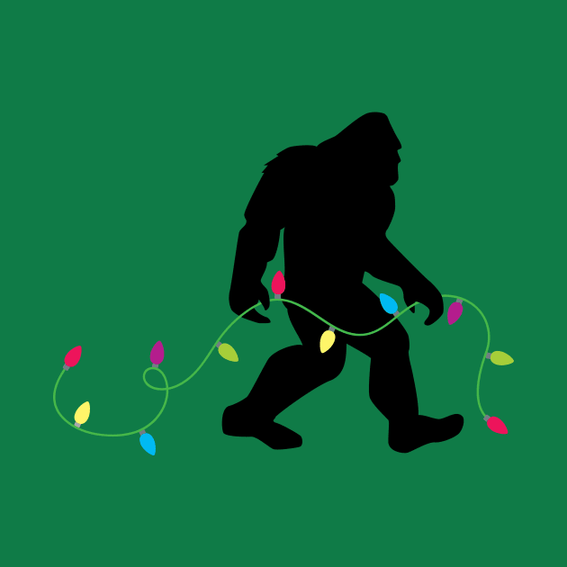 Bigfoot and Christmas String Lights by cottoncanvas