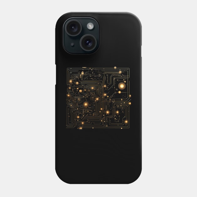 Artificial Van Gogh's Starry Night Gold Circuit Board Phone Case by bulografik