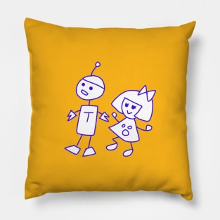 HKo and TRobot BLUE by Hidemi Woods Pillow