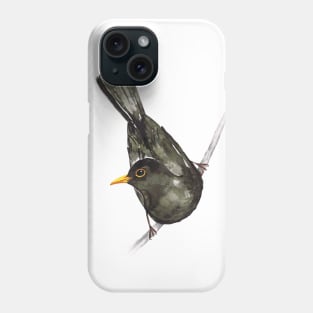 Blackbird watercolor Phone Case