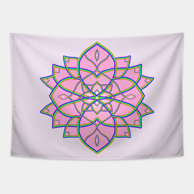 Pink Radial Mandala Flower Tapestry by Art by Deborah Camp