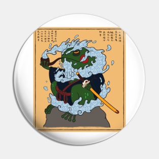 Japanese Samurai Ninja Frog Toad Vaporwave Woodblock Art Print Pin