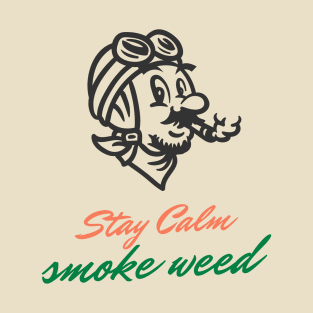 stay calm smoke weed Mario classic cartoon T-Shirt