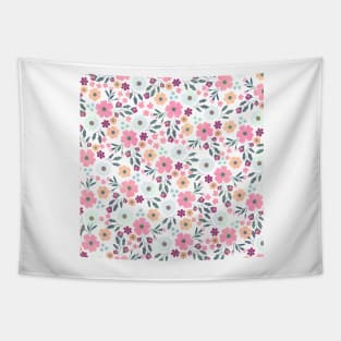 Pink flowers Botanical White Design Tapestry