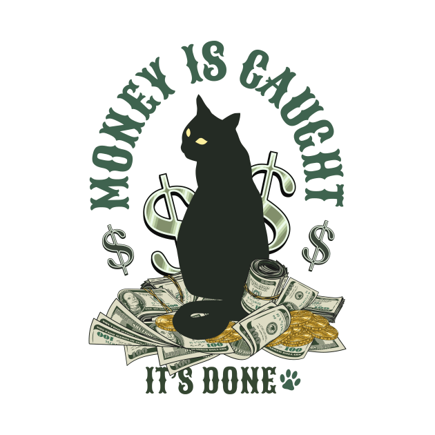 Cat sitting on a heap of cash money by OA_Creation