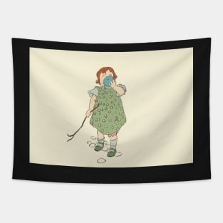 Young girl on an adventure Tapestry