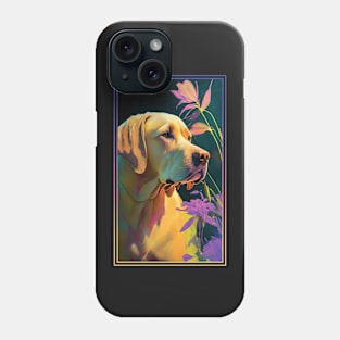 Labrador Retriever Dog Vibrant Tropical Flower Tall Digital Oil Painting Portrait Phone Case