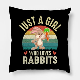 Just A Girl Who Loves Rabbits  Carrot Funny Rabbit Lover Girl Women Gifts Pillow