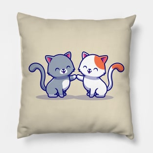 Couple Of Cat Cartoon Pillow