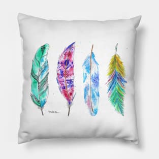 Watercolor Feathers Pillow