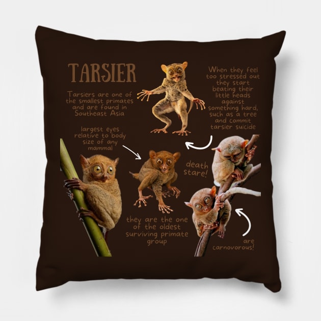 Animal Facts - Tarsier Pillow by Animal Facts and Trivias