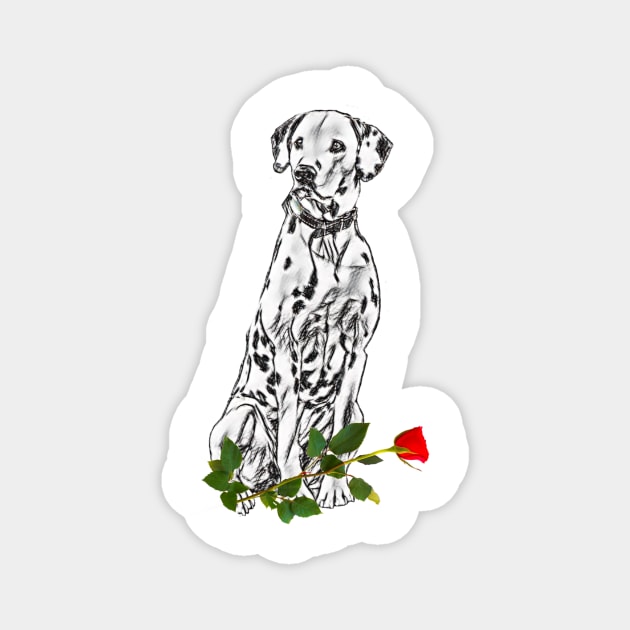 Valentines Dalmatian With Red Rose Magnet by NikkiBear67