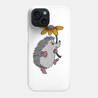 Cartoon hedgehog with flower Phone Case