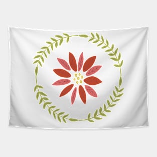 Retro Poinsettia Ornament Tapestry