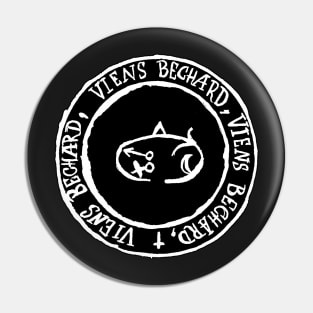 Dark and Gritty Seal of Bechard (white on black) Pin