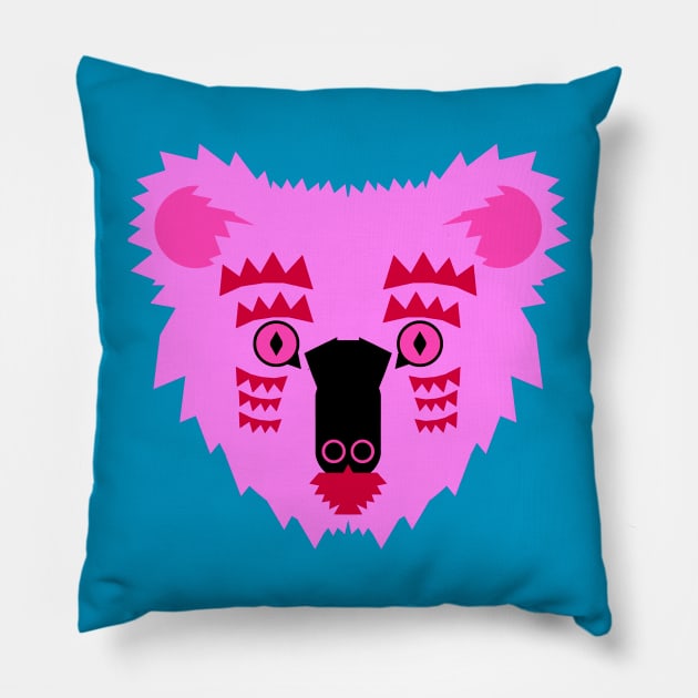 Koala Bear Face, bright pink Pillow by AnimalMagic