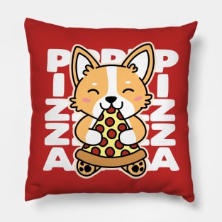 Corgi Eating Pizza Pillow