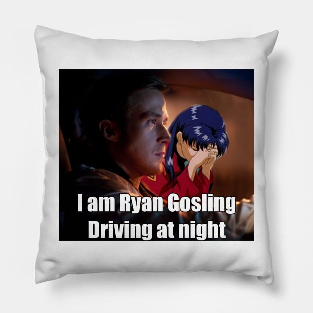 Ryan Gosling Driving at Night Pillow by Tony Rey's Awesome Sauce Shirts