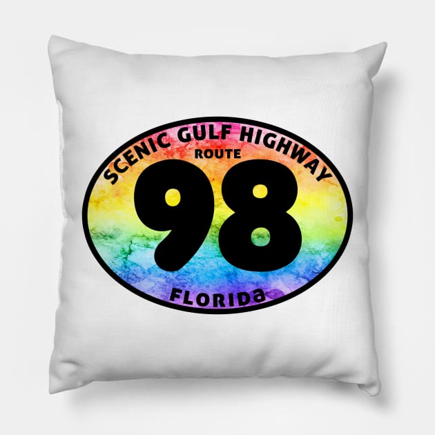Scenic Gulf Drive Highway 98 Destin Beach Florida Palms Panhandle Emerald Coast Pillow by TravelTime