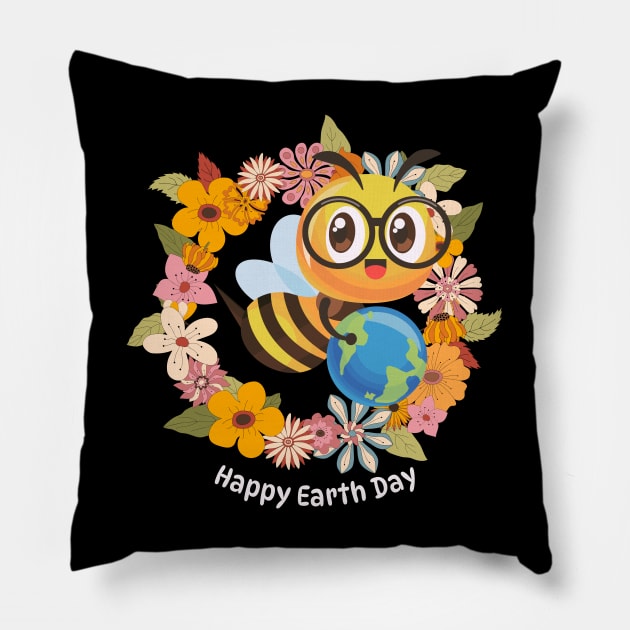Happy Earth Day Pillow by Etopix