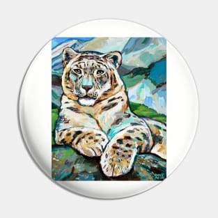 Colorful Snow Leopard Painting by Robert Phelps Pin