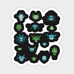 Monster Faces Sticker Sheet Magnet