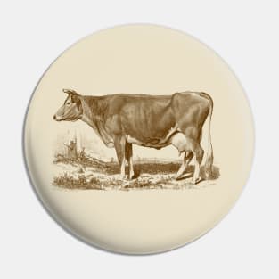 Jersey Cow Vintage Illustration Pin