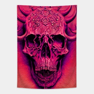 Demon Skull With Horns Tapestry
