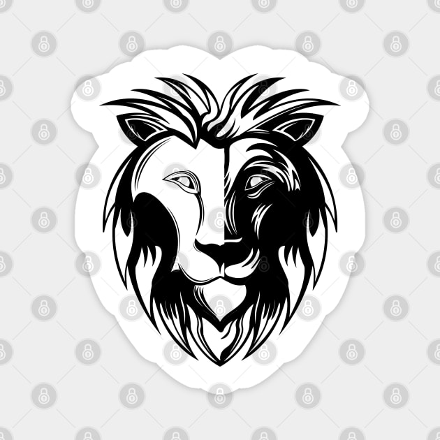 Illustrated black lion Magnet by Color-Lab