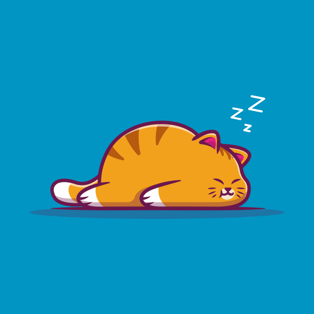 Cute Fat Cat Sleeping Cartoon Illustration by Catalyst Labs