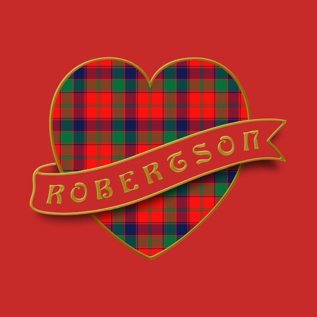 The ROBERTSON Family Tartan Heart & Ribbon Retro Family Insignia by Plaidify