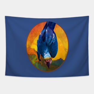 Colorful Blue Tropical Macaw Bird Tapestry