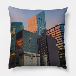 Sunset Rooftop Skyline Skyscrapers Manhattan NYC Pillow