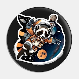 Ronald the Raccoon but he's playing football with a moon Sticker Pin