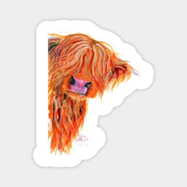 Scottish Hairy Highland Cow ' PeeKABOO ' by Shirley MacArthur Magnet by ShirleyMac