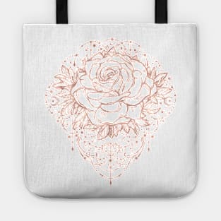 Rosegold Rose Floral Ink Design Tote