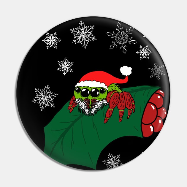 Christmas Jumping Spider Pin by SNK Kreatures