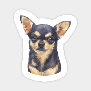 Cuite Black and Tan Chihuahua Watercolor Art Magnet