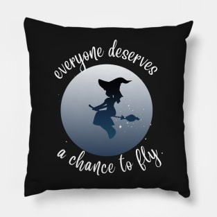 Cute Witch Flying on a Broom Pillow