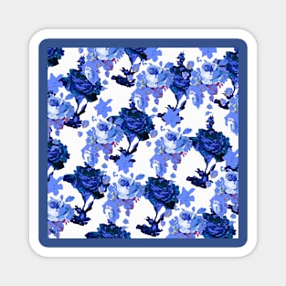 ROSES ROSES BLUE AND WHITE TOILE Magnet