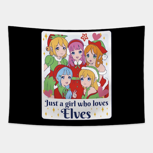 Elves Love Festive Manga Charm Tapestry by Life2LiveDesign