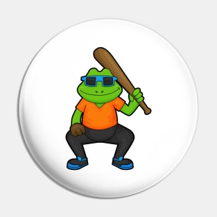 Frog at Baseball with Baseball bat & Sunglasses Pin