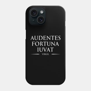 "audentes fortuna iuvat" Fortune favours the bold - VIRGIL in Latin Typography Motivational inspirational quote series 1 WHITE Phone Case